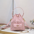 Small DR Caro Bucket Bag Powder Macrocannage Lambskin