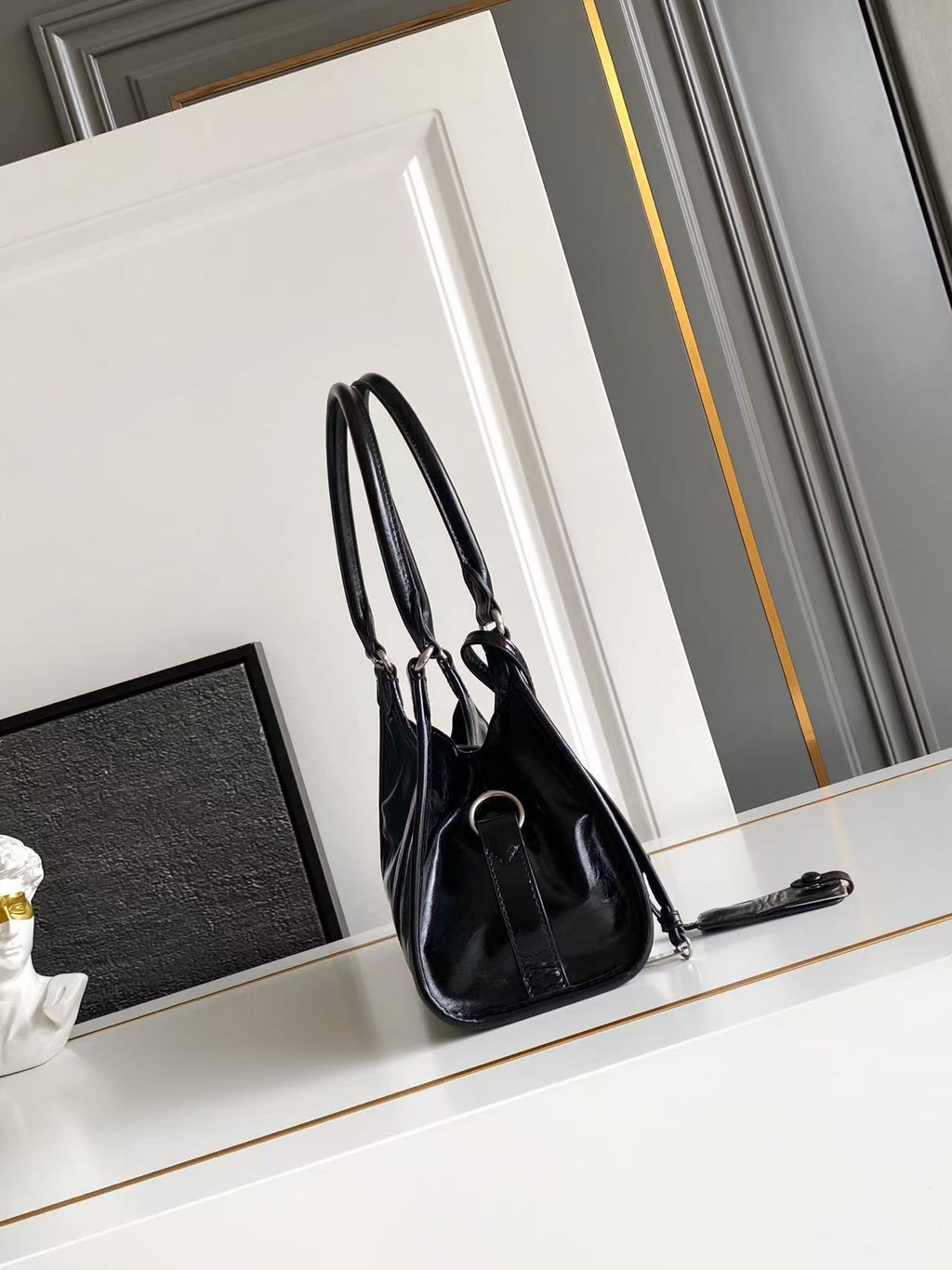 Small leather tote bag