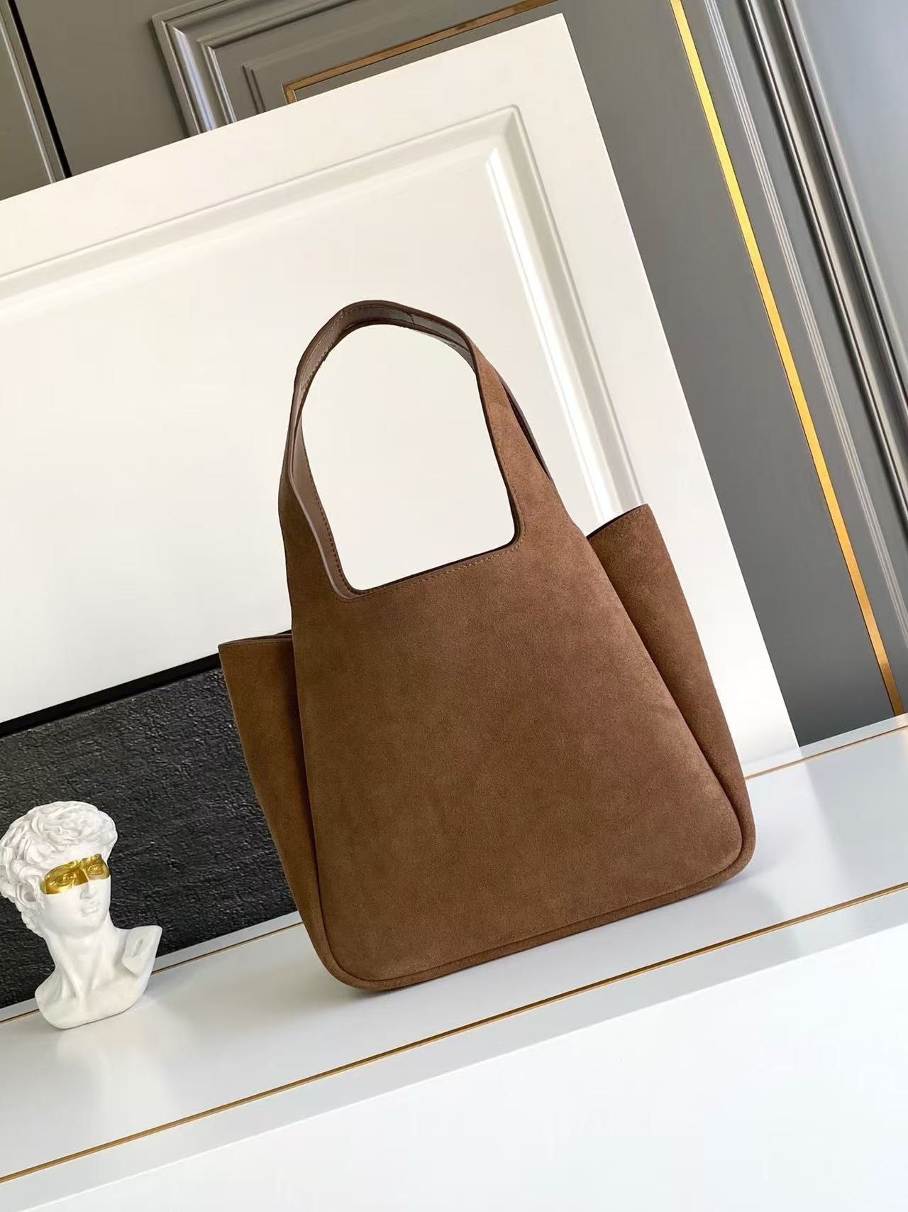 Mini suede shopping bag