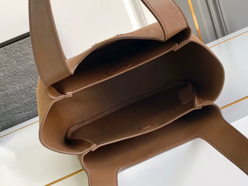 Mini suede shopping bag