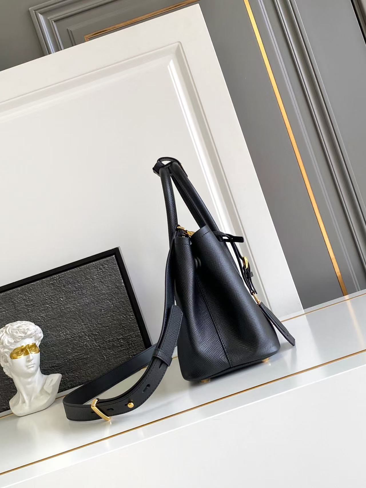 Double small Saffiano leather bag
