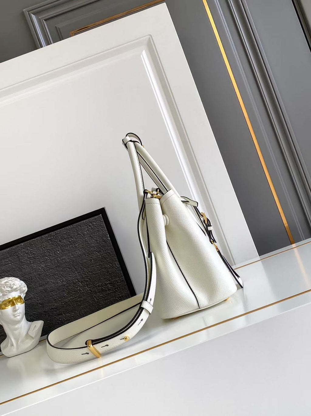 Double small Saffiano leather bag