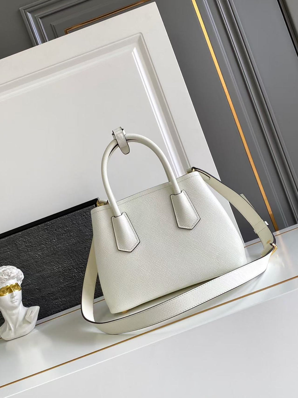 Double small Saffiano leather bag