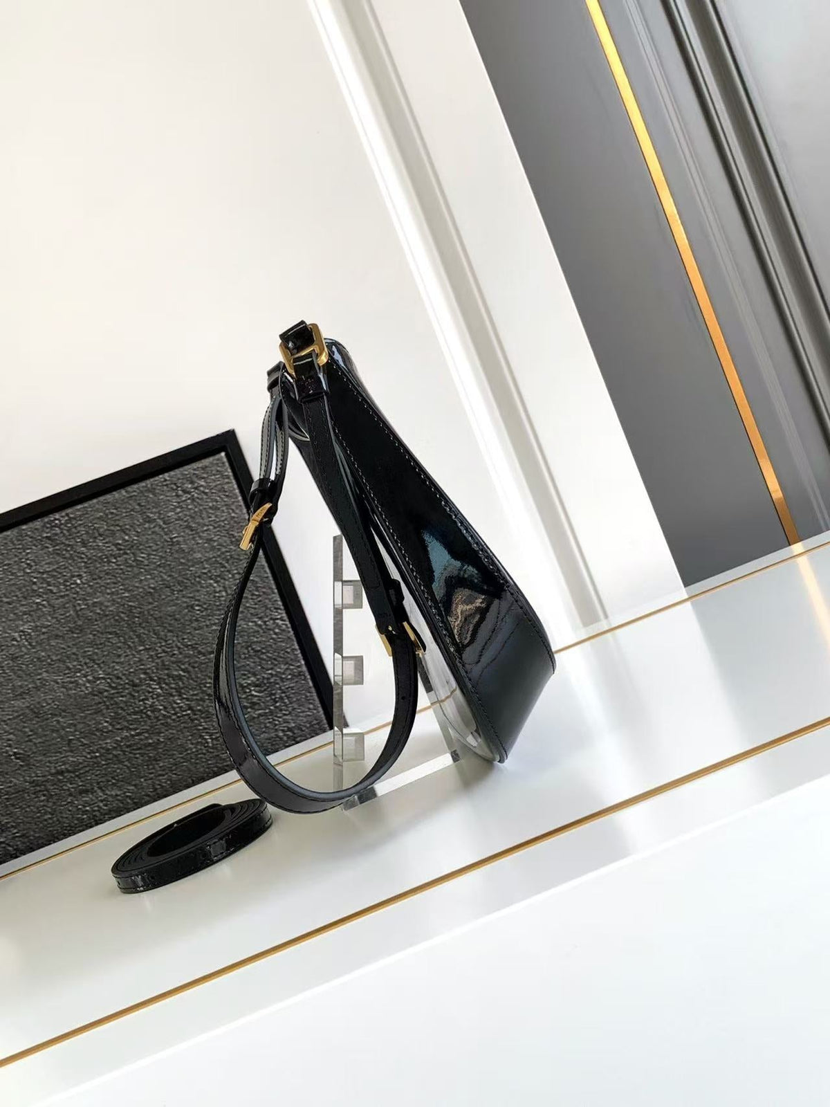 Patent leather underarm bag