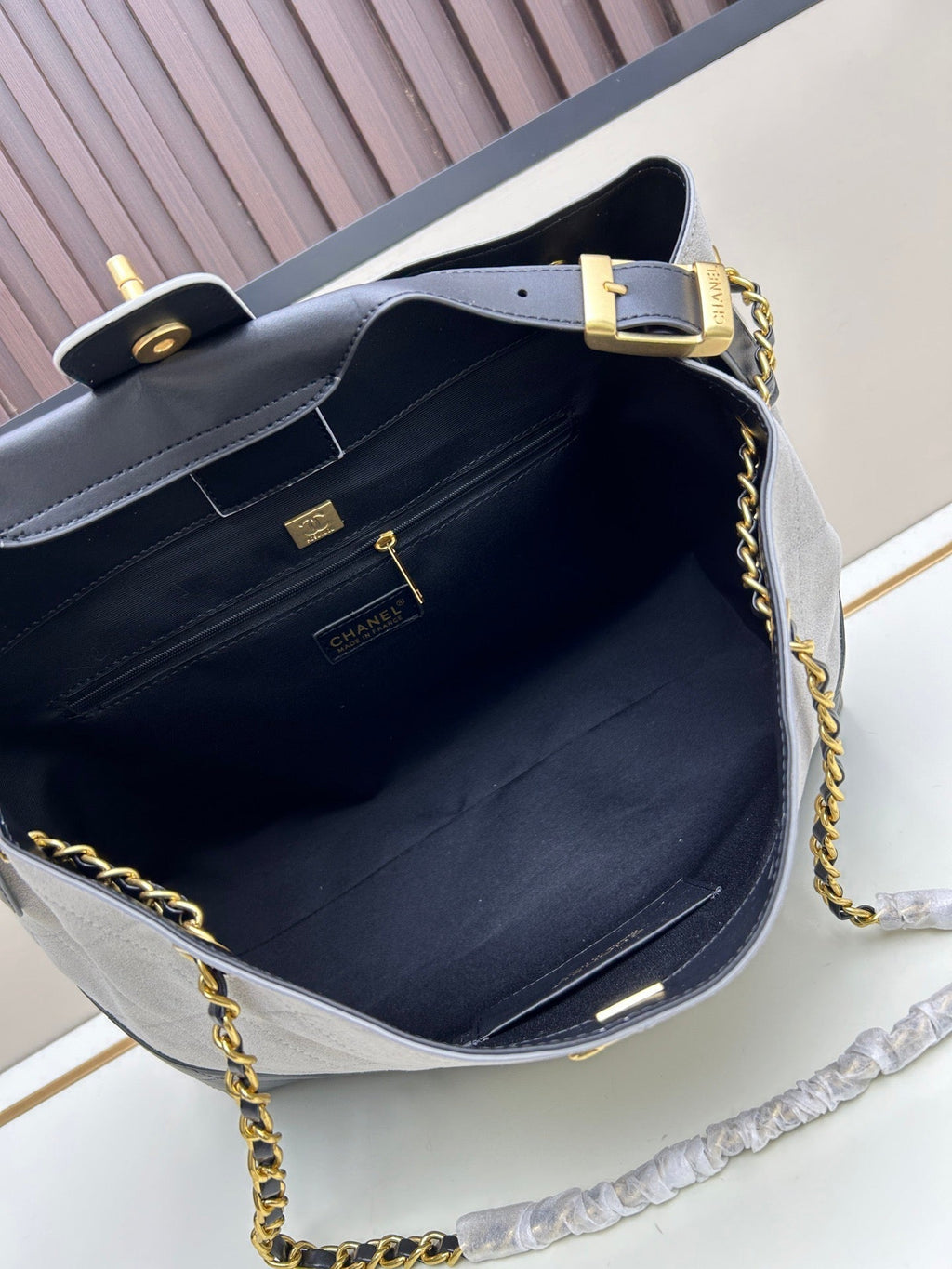 25A Handcrafted Collection Suede and Leather Tote Bag