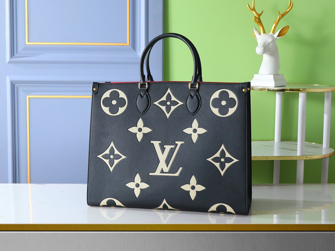 Black leather patchwork monogram backpack series
