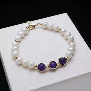 Adjustable natural freshwater pearl bracelet