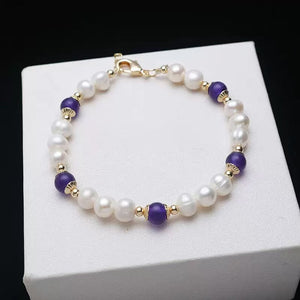 Adjustable natural freshwater pearl bracelet