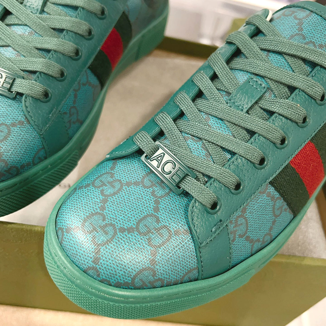 Ace Series GG Crystal Canvas Men's Sneakers (Green) |760775 FACRF 3751