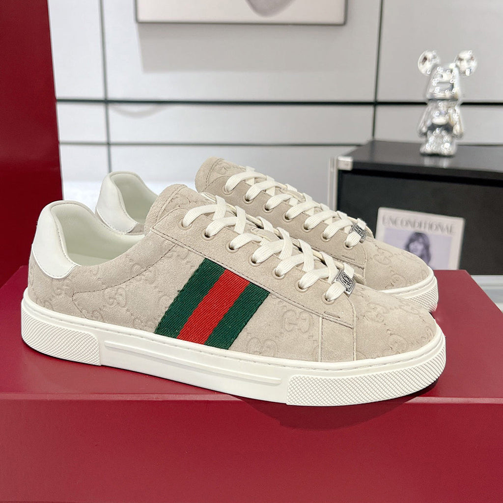 Men's Ace Series Oatmeal GG Suede Sneakers |798652 AADV9 9566