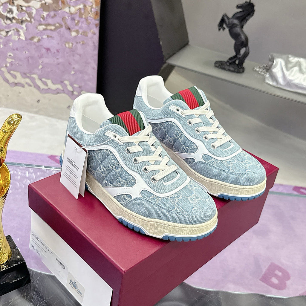 Re-Web Series Couple's Sneakers (Men's) Blue GG Denim |834708 FAEVU 4645