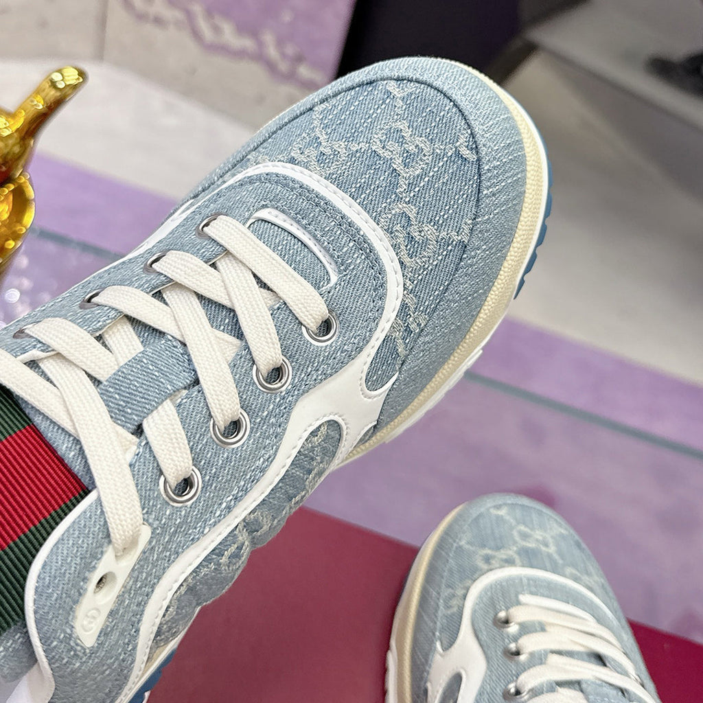 Re-Web Series Couple's Sneakers (Men's) Blue GG Denim |834708 FAEVU 4645