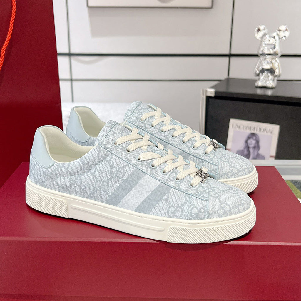 Ace Series Light Blue GG Supreme Canvas Web Stripe Women's Sneakers |760774 FACMZ 4049