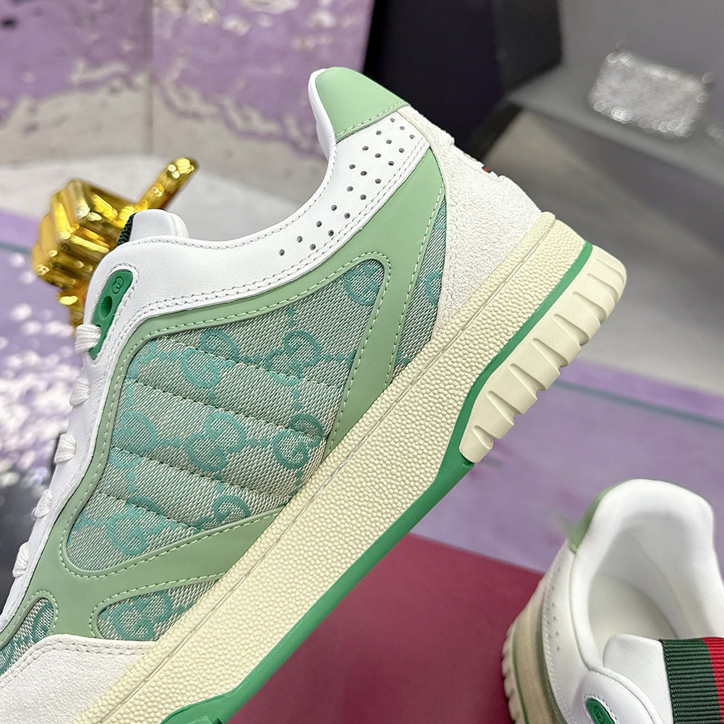 Re-Web Series Sneakers (Women's), Classic GG Canvas, Green/Ivory Patchwork| 785452 AADHW 9573
