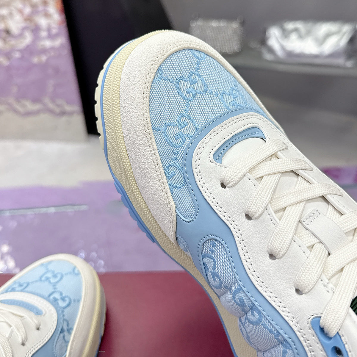 Re-Web Series Men's Sneakers, Light Blue GG Denim 834708 FAEVU 4645