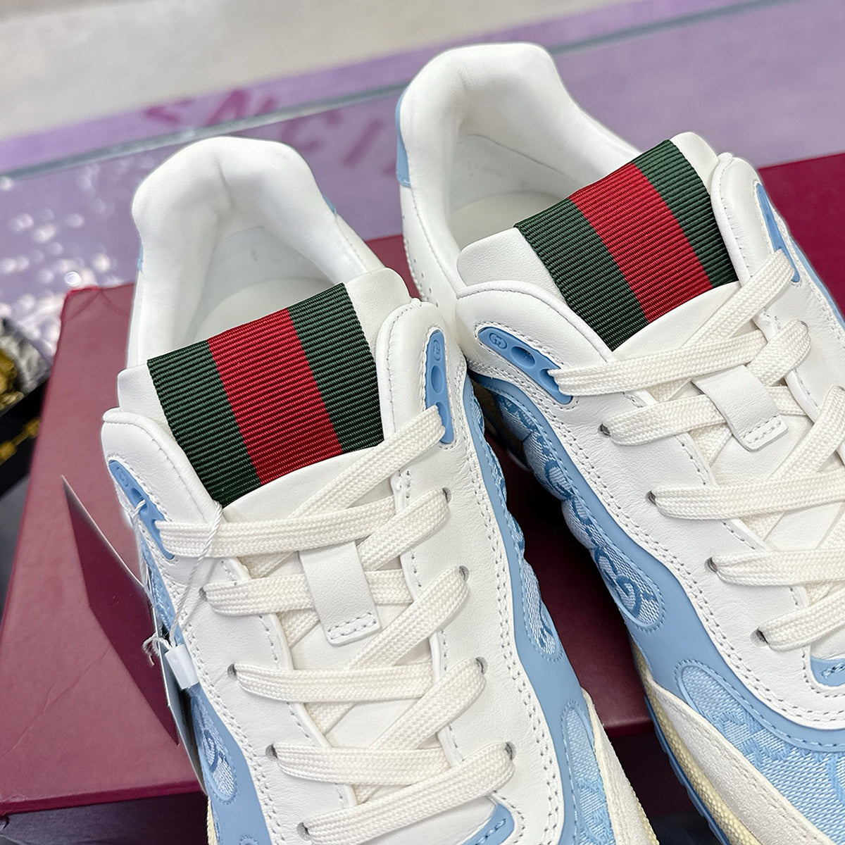 Re-Web Series Men's Sneakers, Light Blue GG Denim 834708 FAEVU 4645