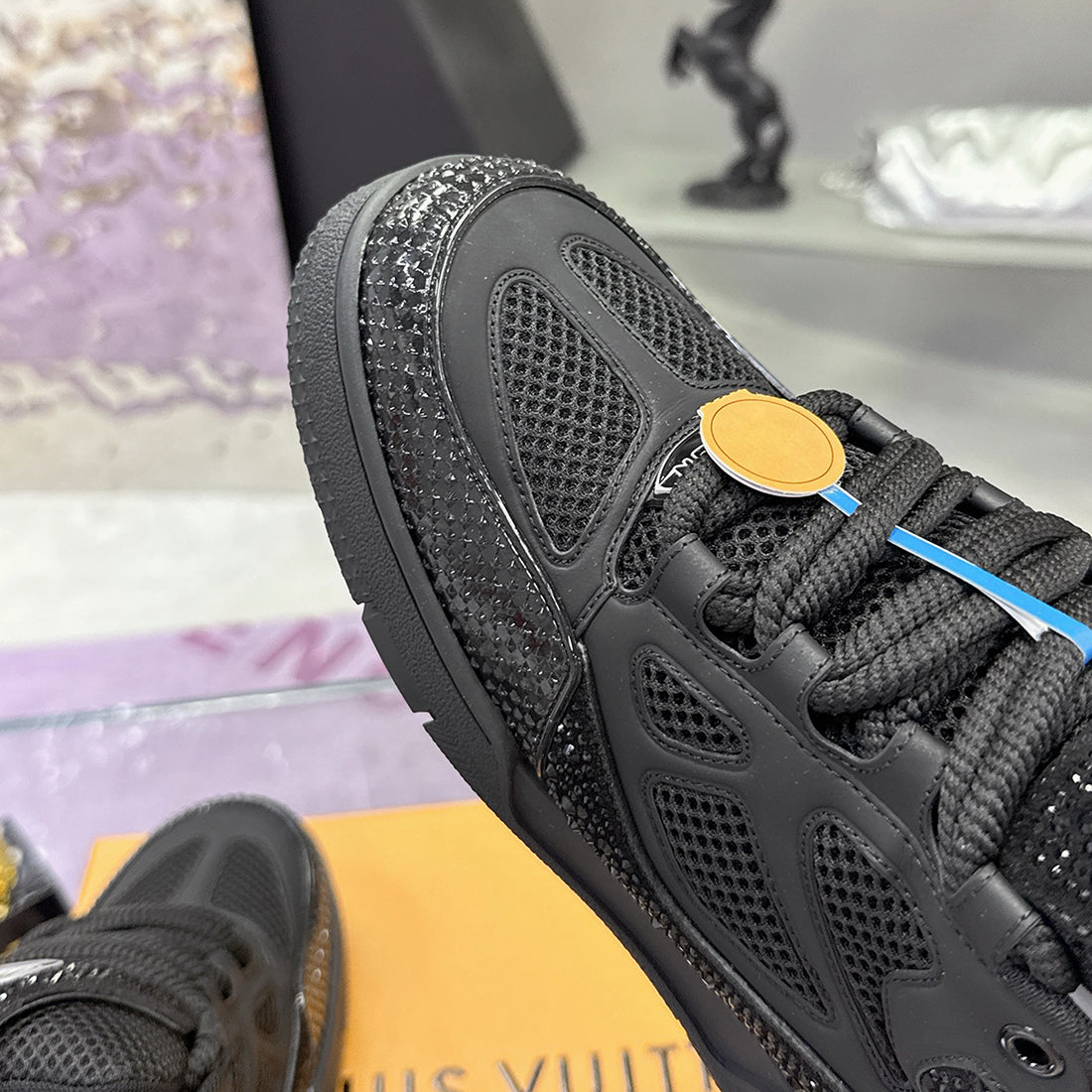Men's Skate Sneakers, Black, with Swarovski Crystal Accents 1ADHHI