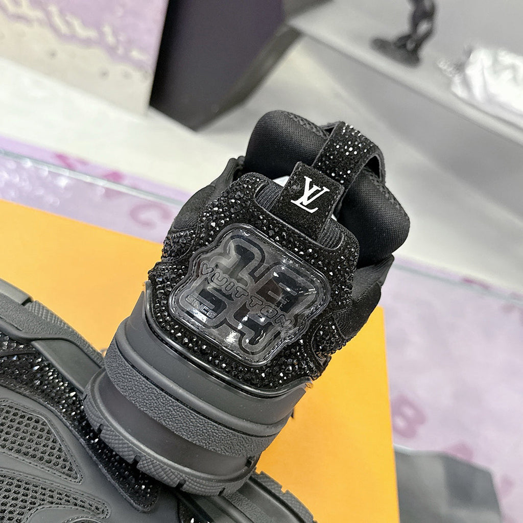 Men's Skate Sneakers, Black, with Swarovski Crystal Accents 1ADHHI