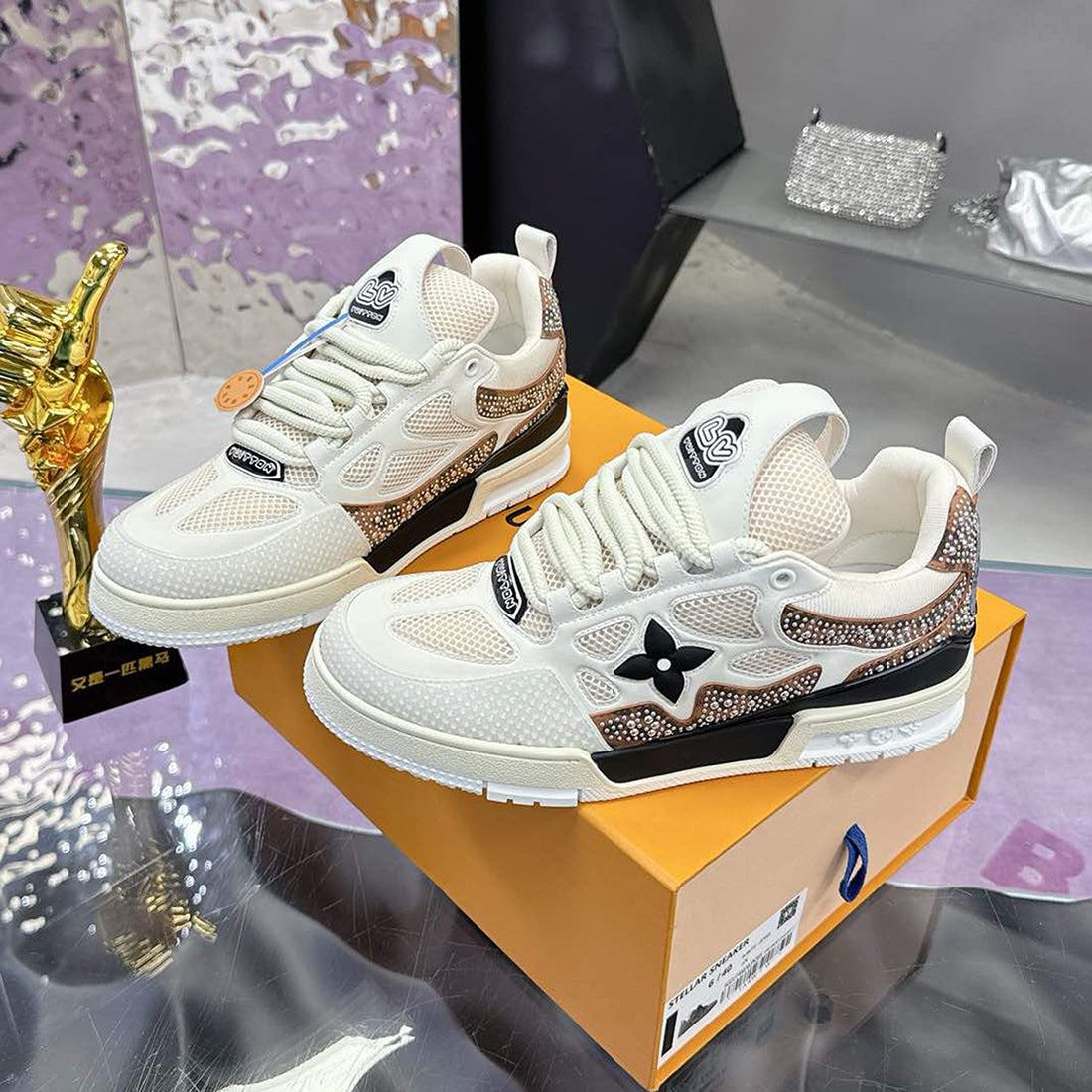 Men's Skate Shoes Leopard Print Studs/Rhinestones Edition| 1ADI4D