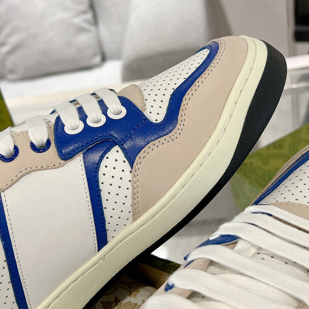 Men's MAC80 Series Low-Top Sneakers (Off-White and Blue Leather Mix) |749896 AAB79 9149