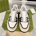 MAC80 Series Men's Interlocking Double G Sneakers (Off-White and Black Leather) |756811 AAB79 1051