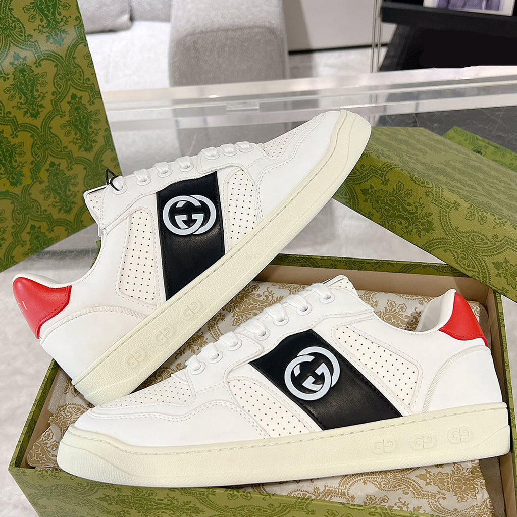 Men's MAC80 Interlocking Double G White Sneakers |756811 AAB79 1051