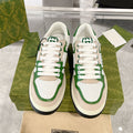 Women's MAC80 Series White and Green Calfskin Patchwork Sneakers | 749909 AAB79 9148