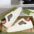 Women's Basket Series White/Red Leather Sneakers| 697882 2SHJ0 9090