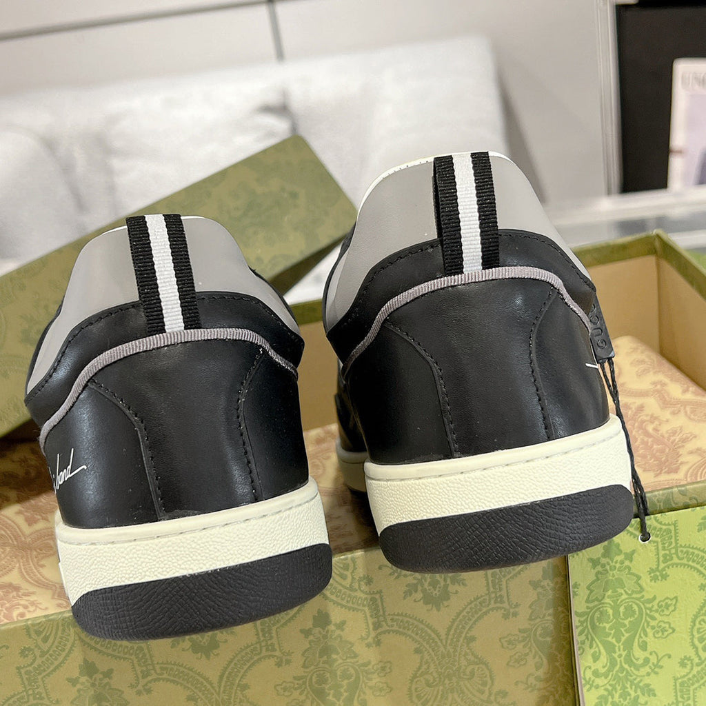 MAC80 Series Men's Embroidered Interlocking Double G Sneakers (Black and White Color-Block) |756811 AAB79 1051