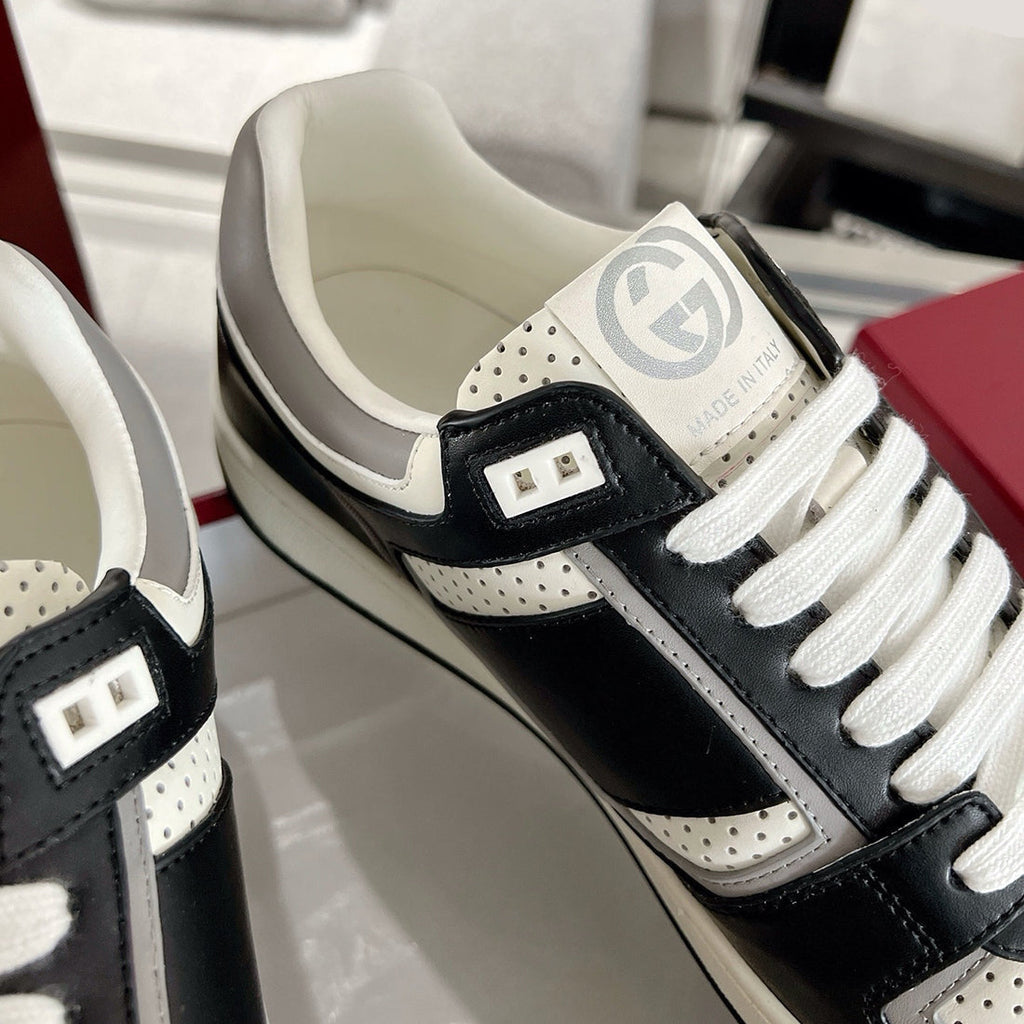 MAC80 Series Men's Leather Sneakers (Black and White Color Block) |756811 AAB79 1051