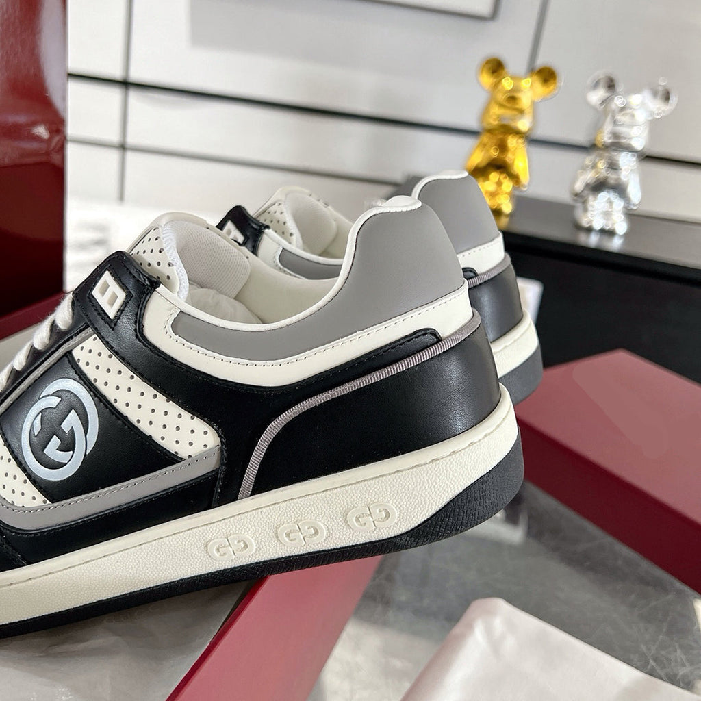 MAC80 Series Women's Leather Sneakers (Black and White Color Block) |756815 AAB79 1051
