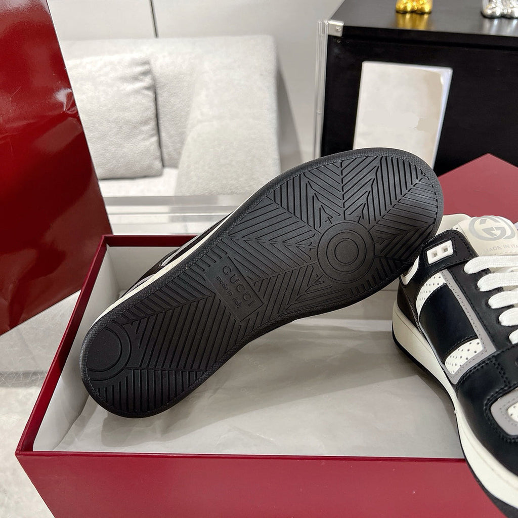 MAC80 Series Men's Leather Sneakers (Black and White Color Block) |756811 AAB79 1051