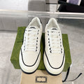 MAC80 Series Black and White Leather Interlocking Double G Men's Sneakers |741656 AAB79 9151