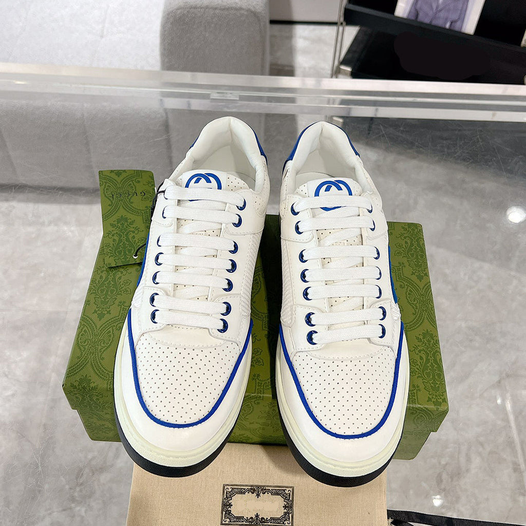 MAC80 Series Men's Low-Top Sneakers (Off-White and Blue Leather) |778301 AAB79 4542