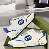 MAC80 Series Men's Low-Top Sneakers (Off-White and Blue Leather) |778301 AAB79 4542