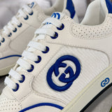 MAC80 Series Women's Low-Top Sneakers (Off-White and Blue Leather) |778301 AAB79 4542