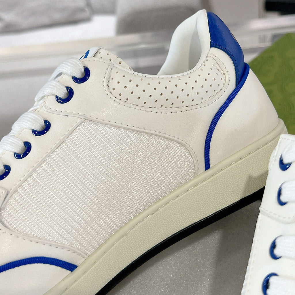 MAC80 Series Men's Low-Top Sneakers (Off-White and Blue Leather) |778301 AAB79 4542