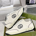 MAC80 Series Double G Embroidered Low-Top Men's Sneakers (Off-White and Gray Leather Panel) 757604 AAB79 9154