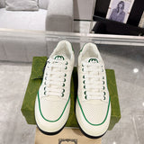 MAC80 Series Interlocking Double G Leather Men's Sneakers (White/Green Colorway) |749896 AAB79 9148