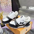 Men's  Trainer Sneakers Black/White Calfskin and Denim| 1A9ZB0
