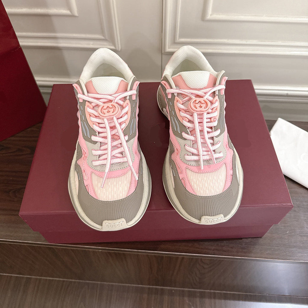 Women’s 2.0 Series Mesh and Leather Low-Top Sneakers (Pink/Gray) |816489 FAD5T 8755
