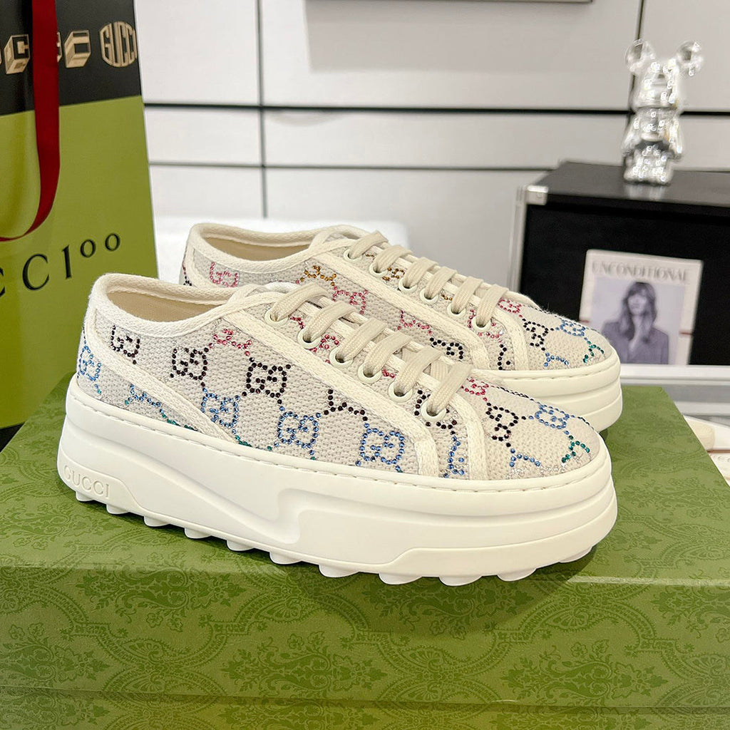 Women's Treck Series Colorful Crystal GG Platform Sneakers 771645 FABH3 9179
