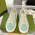 Women's Tennis 1977 Green/White GG Canvas Chunky-Sole Sneakers 746766 FAC1Y 8445