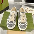 Tennis 1977 Women's GG Black Canvas Chunky-Sole Sneakers| 746766 FAC1Y 8445