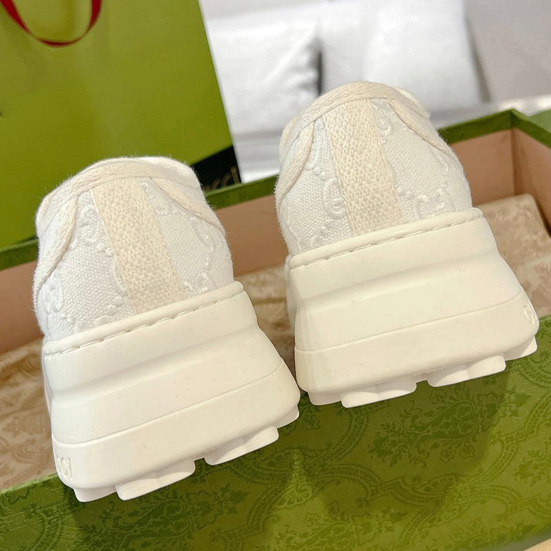 Women's Tennis 1977 Series GG White Canvas Chunky-Sole Sneakers |746767 20Q20 9044