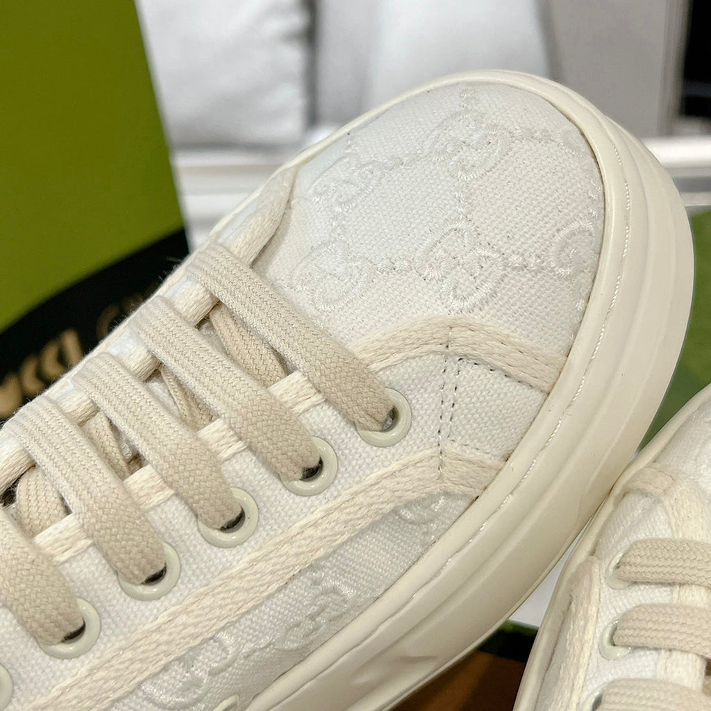 Women's Tennis 1977 Series GG White Canvas Chunky-Sole Sneakers |746767 20Q20 9044