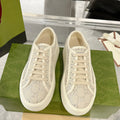 Women's Tennis 1977 Series Silver GG Canvas Chunky-Sole Sneakers |746767 20Q20 9044