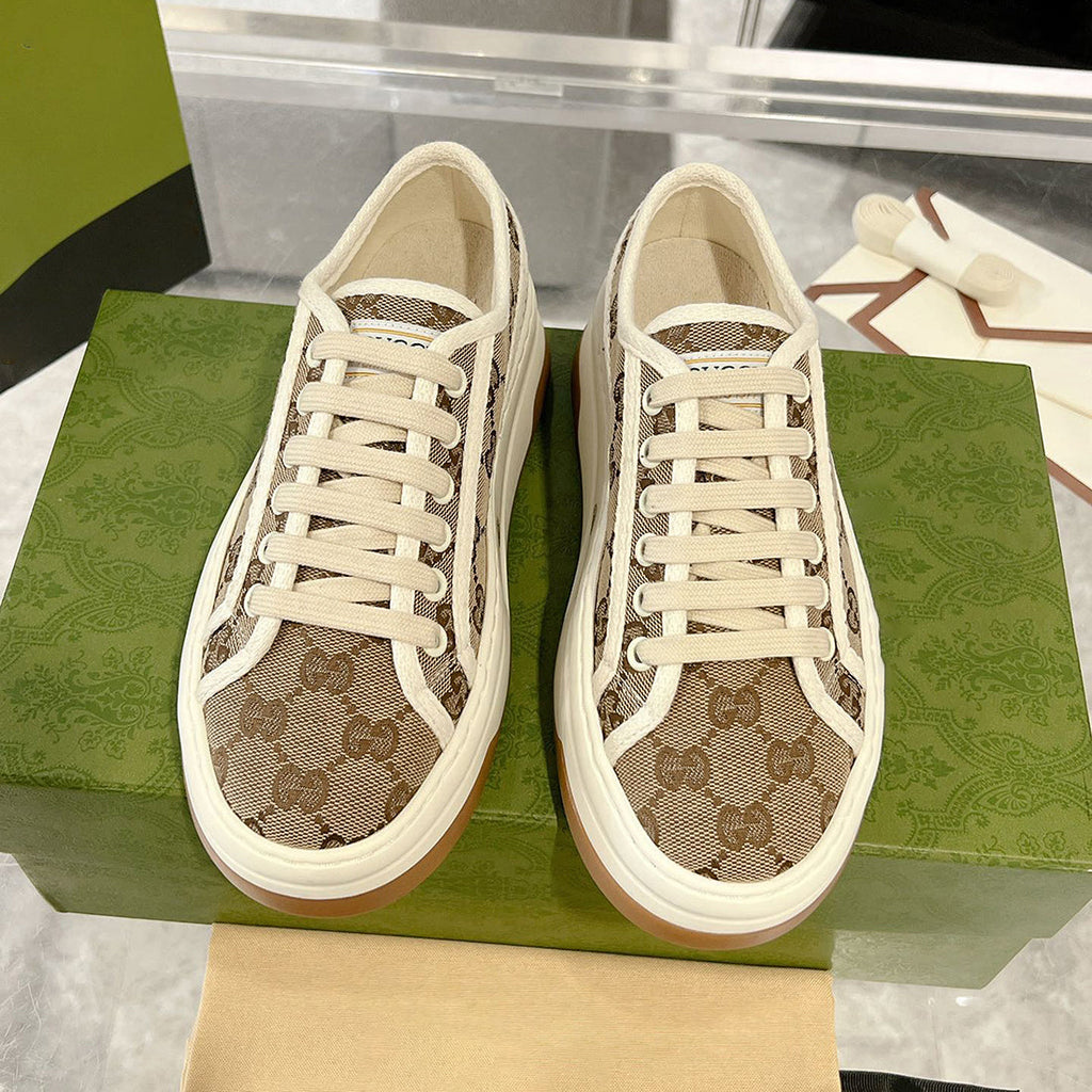 Women's Tennis 1977 Series Ebony Canvas Low-Top Chunky-Sole Sneakers| 746766 20Q20 9745