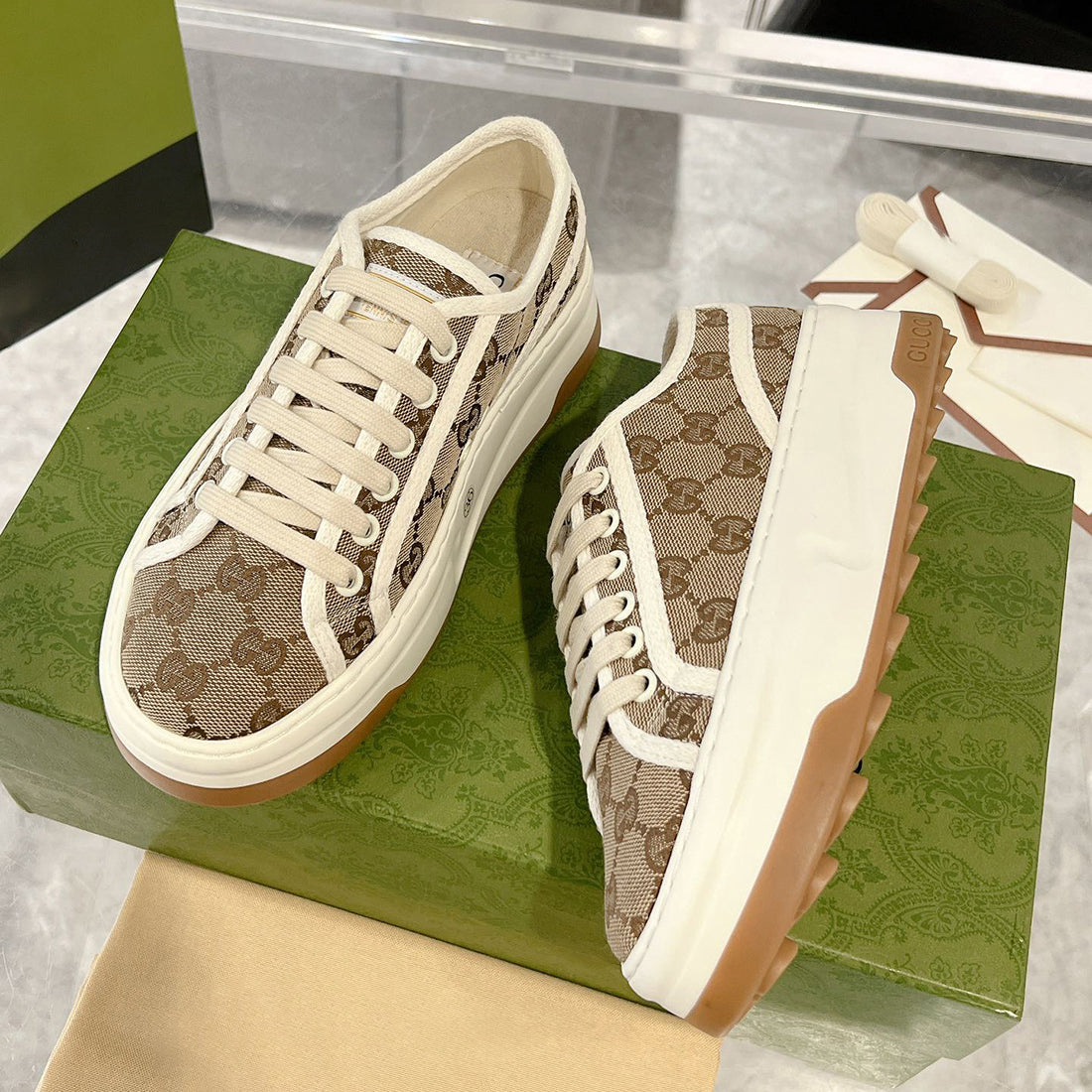 Women's Tennis 1977 Series Ebony Canvas Low-Top Chunky-Sole Sneakers| 746766 20Q20 9745