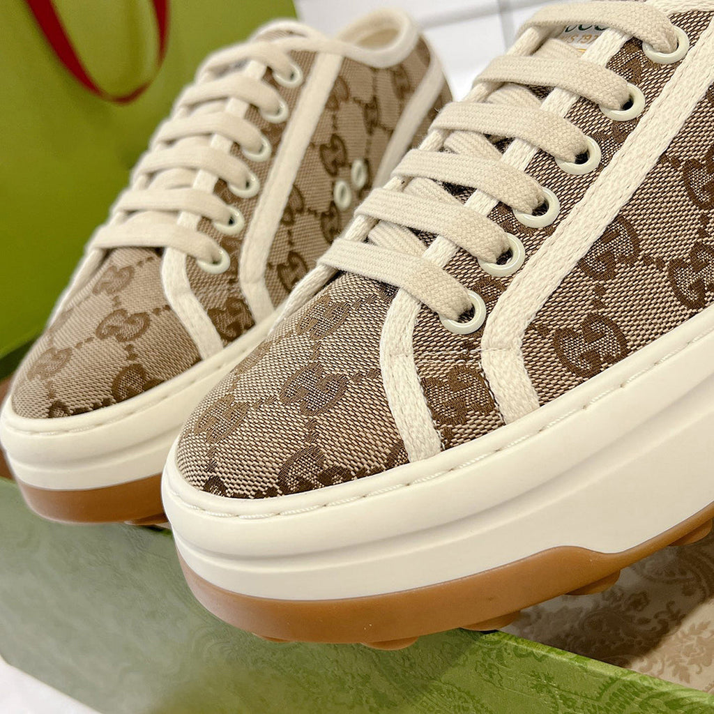 Women's Tennis 1977 Series Ebony Canvas Low-Top Chunky-Sole Sneakers| 746766 20Q20 9745